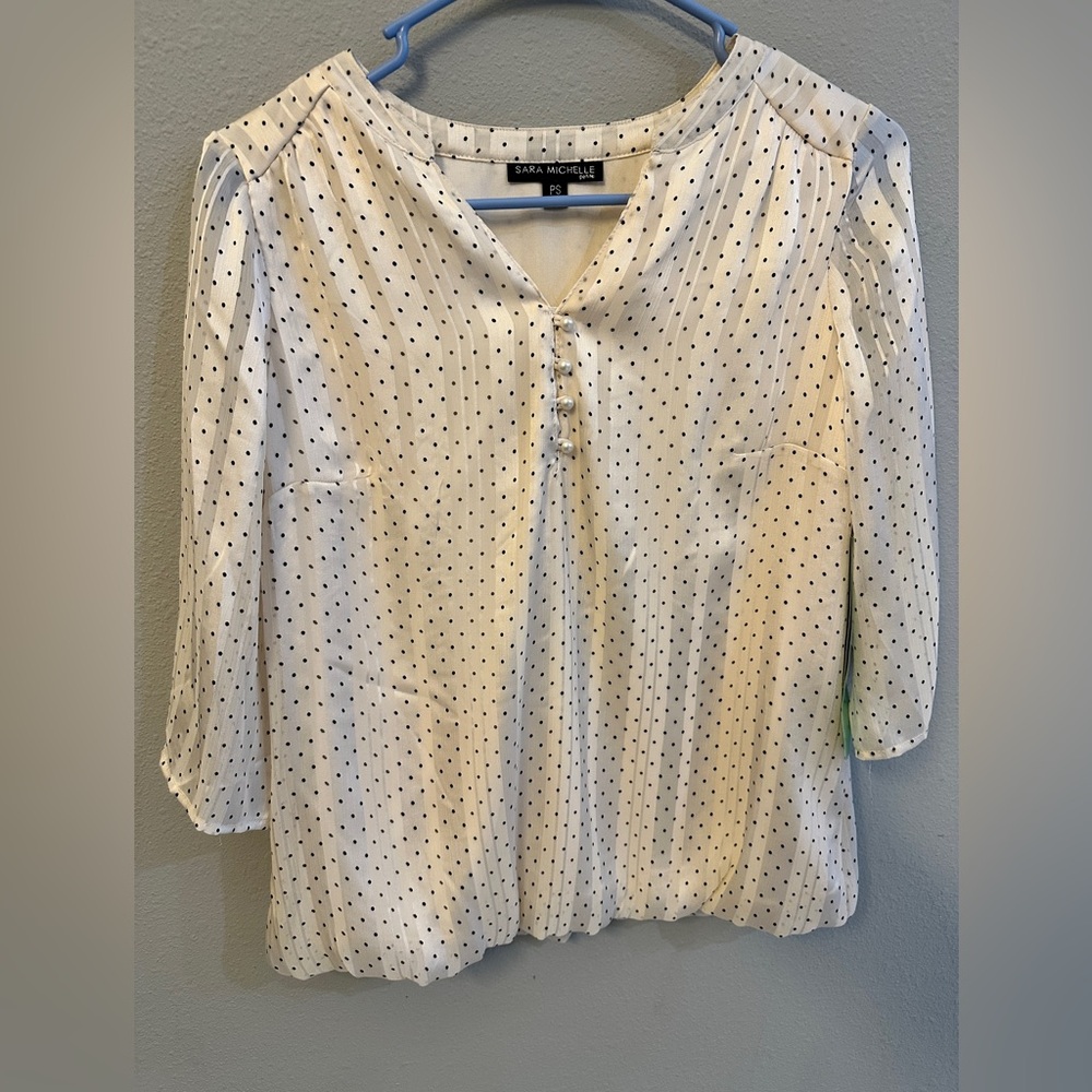 NEW White Polka Dotted Blouse